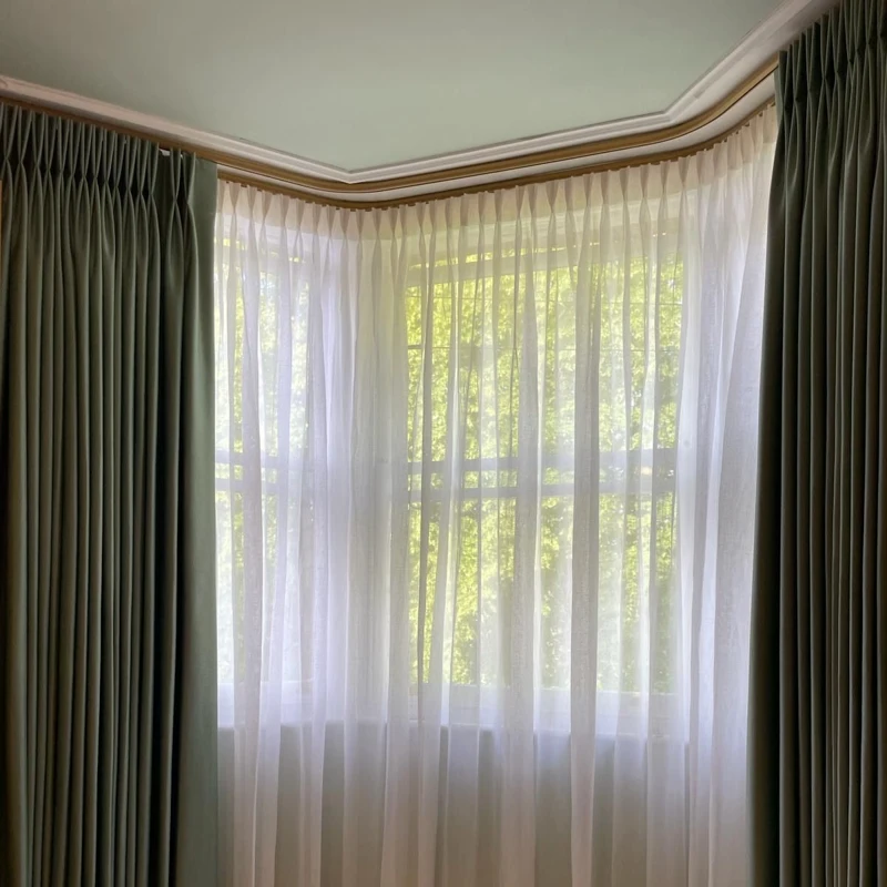 Living room curtains Dubai with sheer curtains