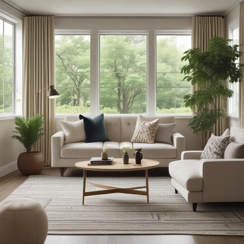 Windows Behind Sofas and Seating Area in Dubai