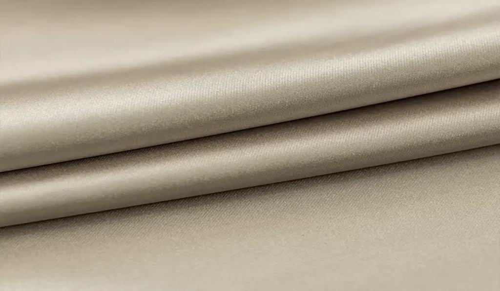 Faux silk blackout curtain fabric with glossy elegant surface