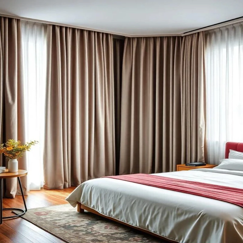 Brocade luxury bedroom curtain panels in Dubai