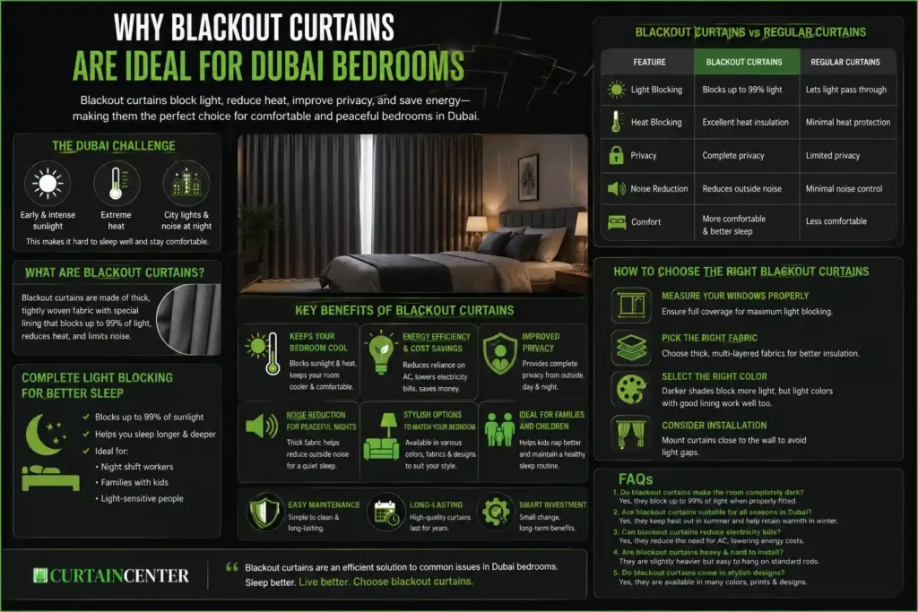 Dark Blackout Curtains Are Ideal for Dubai Bedrooms and office