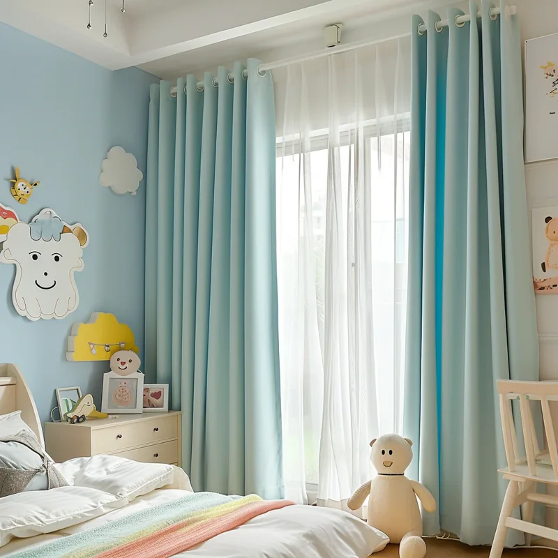 Light-filtering curtains in modern nursery room decor